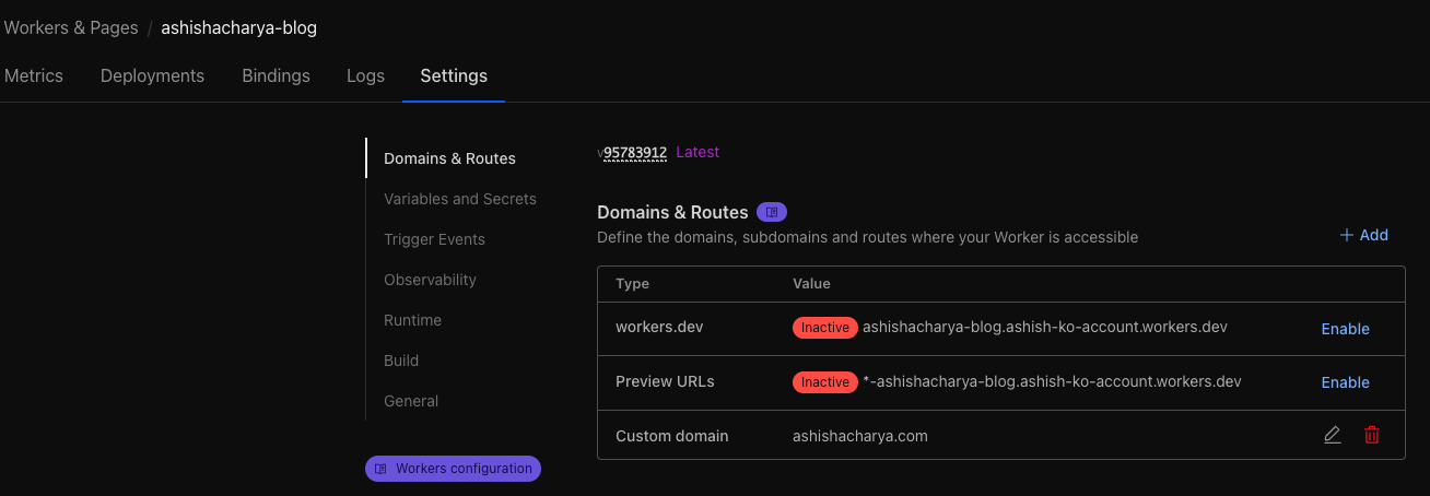 Cloudflare Custom Domain Settings