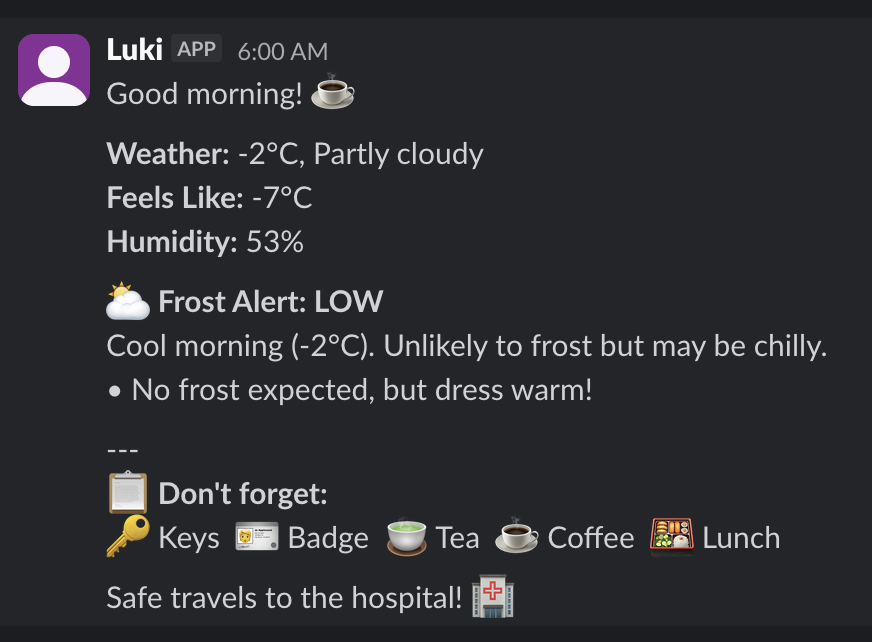 Luki Bot in Slack