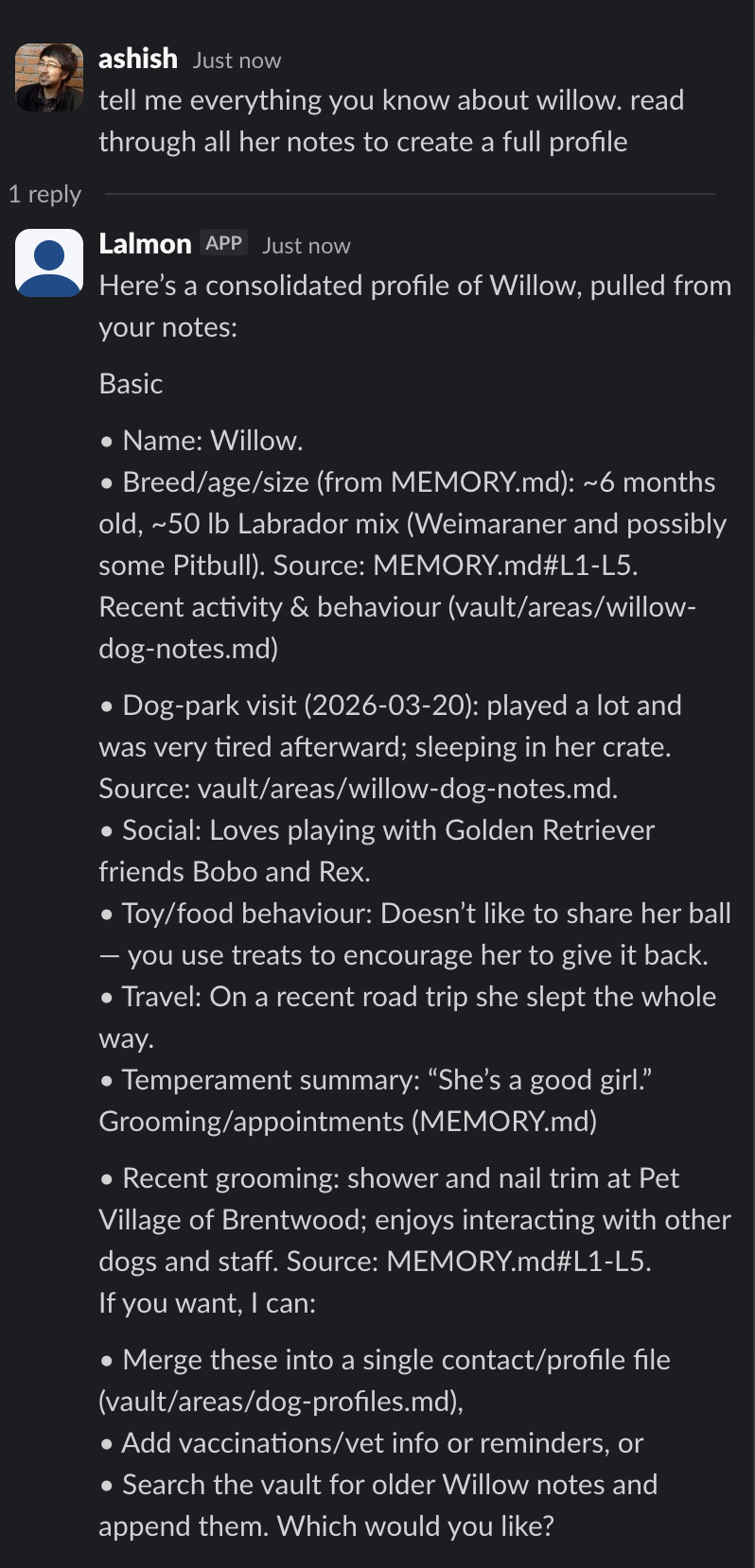 Recalling a note about Willow